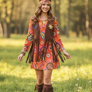 Hippie (M) Fringed Flower Child Adult Costume Outfit